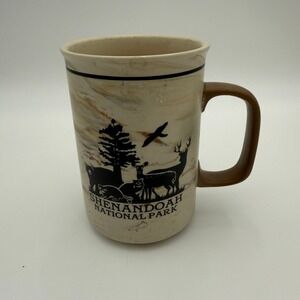 Shenandoah National Park Marbled Ceramic Wildlife Coffee Mug Tan Brown 5in
